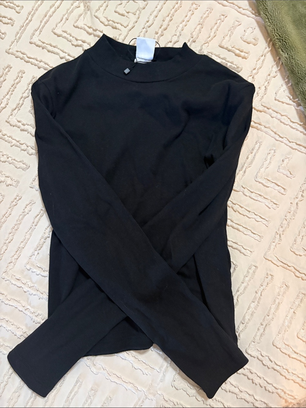 Zara Black Girls 13-14 Long-Sleeve Ribbed Top
